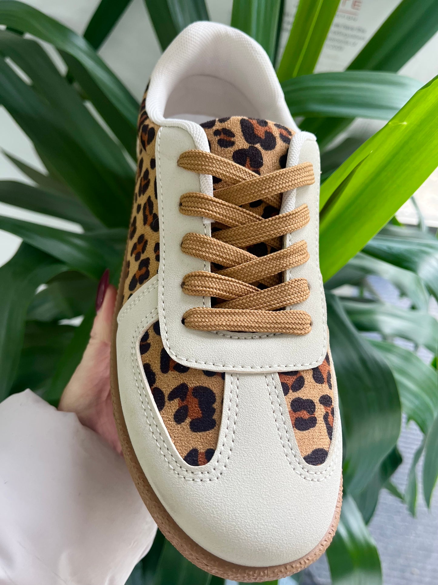 Leopard Lace Trainer Sneakers