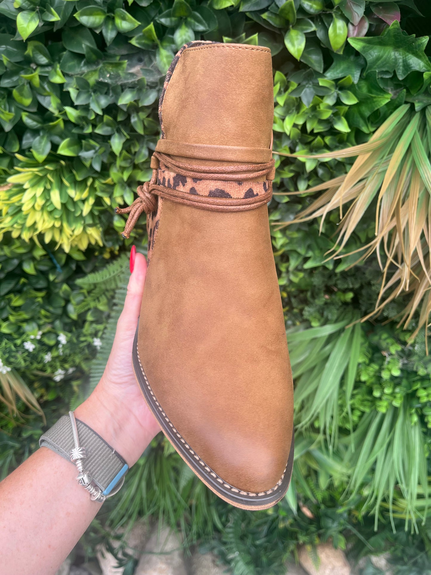 Camel Western Leopard Ankle Boots