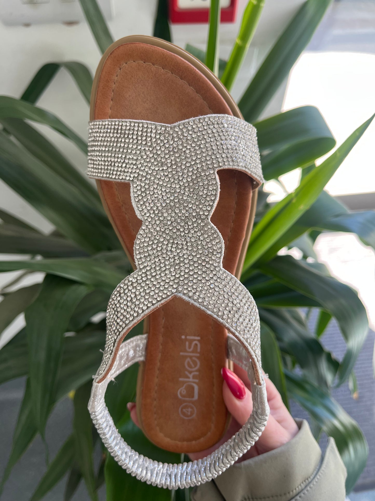 Silver Swirl Diamante Sandals