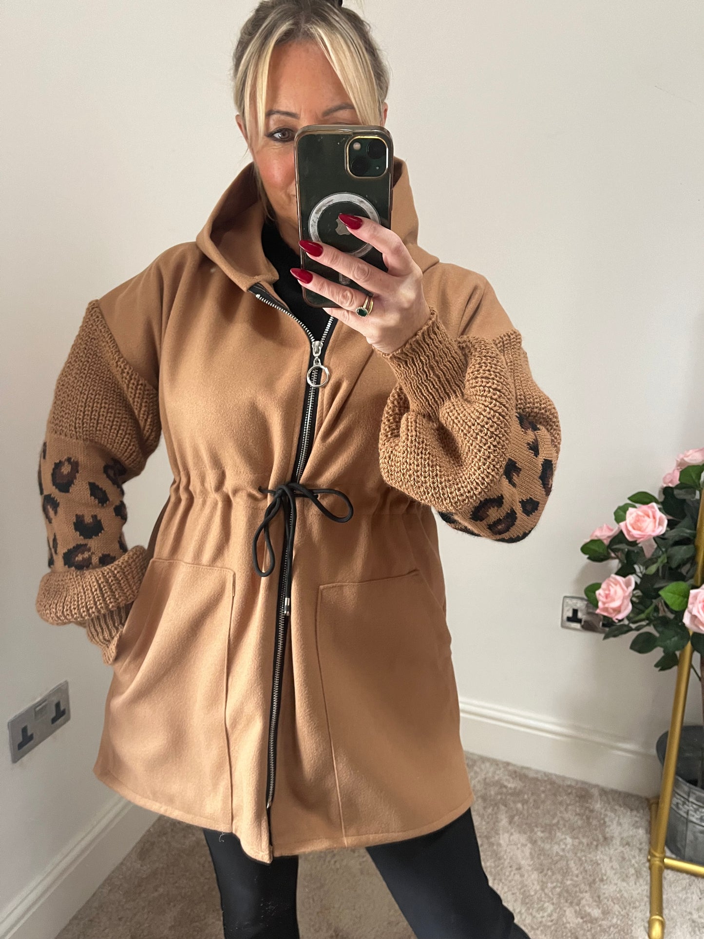 PLUS SIZE - Lina Drawstring Hoodie - CAMEL