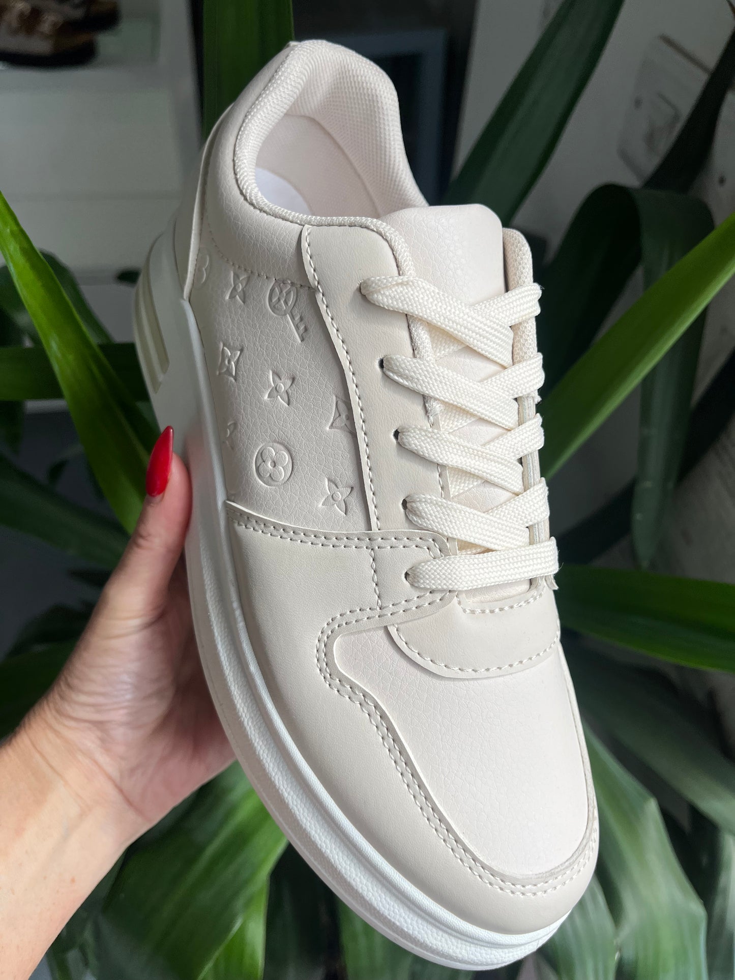 Designer Inspired Beige Trainers