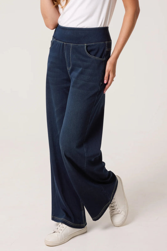 Elasticated Wide Leg Waist Band Jeans