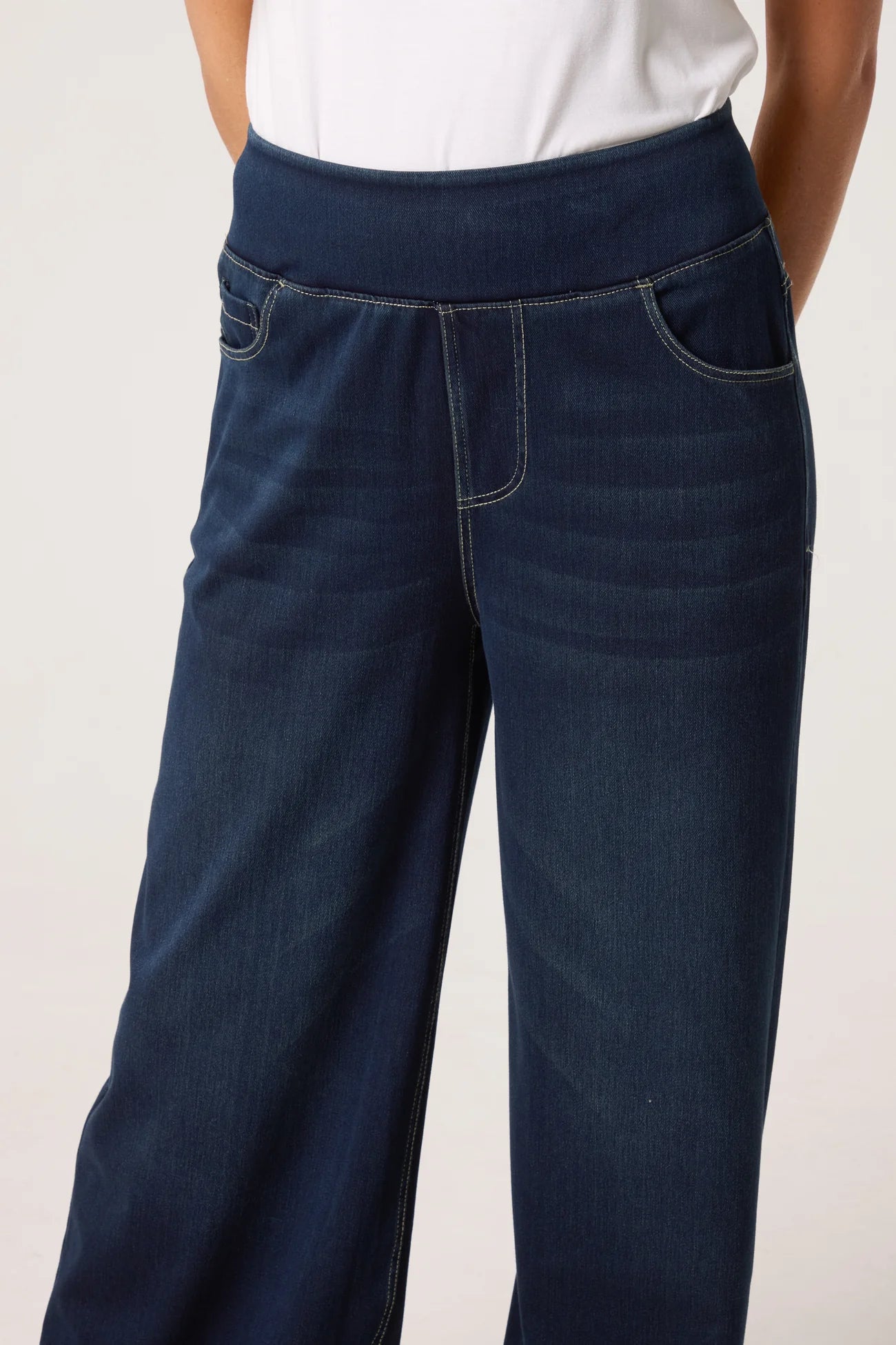Elasticated Wide Leg Waist Band Jeans